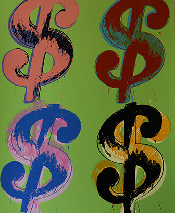 ABOUT EDWARD KURSTAK Dollar Sign, (4) F&S II.281-282 (one piece), TP # 23, Andy1982 by Andy Warhol