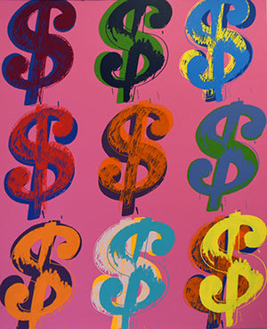 ABOUT EDWARD KURSTAK Dollar (9) FSIIA 285/286, Each Print is Unique, 1982  by  Andy Warhol