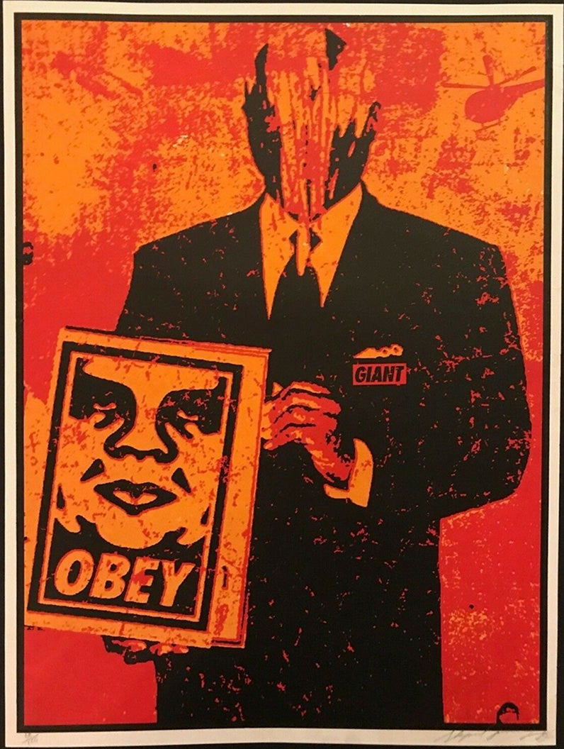 ABOUT EDWARD KURSTAK SUIT (red), 1999 by Frank Shepard Fairey (Obey)