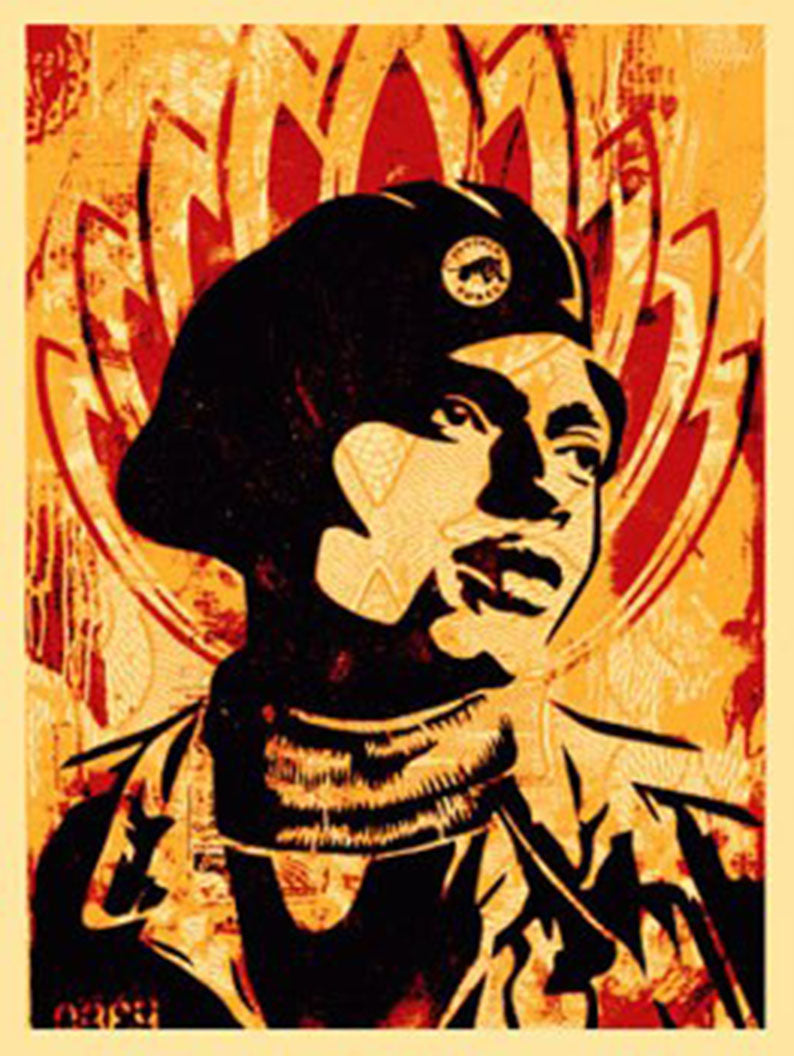 ABOUT EDWARD KURSTAK UNKNOWN BLACK PANTHER, 2005   by Frank Shepard Fairey (Obey)