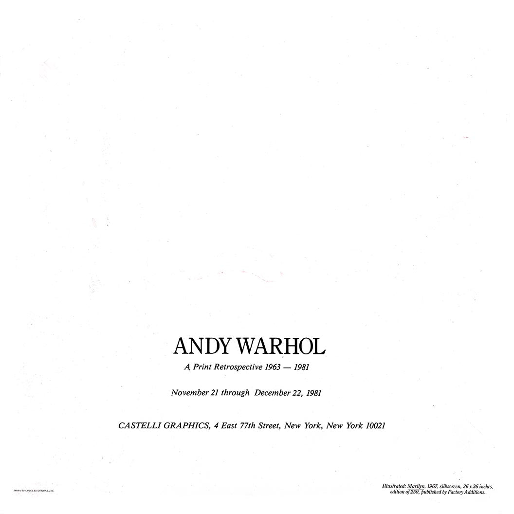 ABOUT EDWARD KURSTAK Marilyn (Announcement) 1981, 12x12 inches unsigned  by ANDY WARHOL