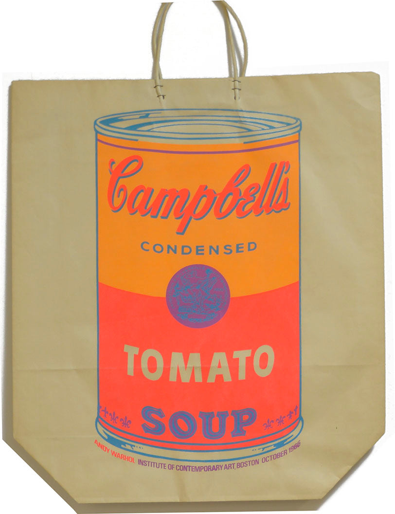 ABOUT EDWARD KURSTAK Campbell's Soup Can on a Shopping Bag by ANDY Warhol