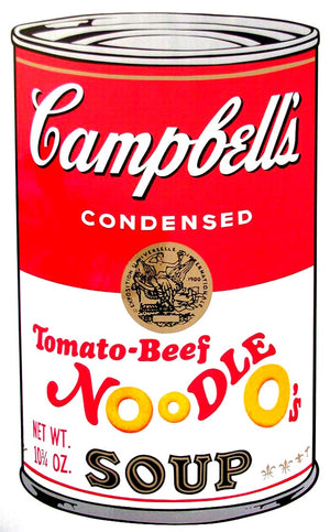 ABOUT EDWARD KURSTAK Campbell's Soup II, 1969,  TOMATO BEEF NOODLE Soup,  by Andy Warhol