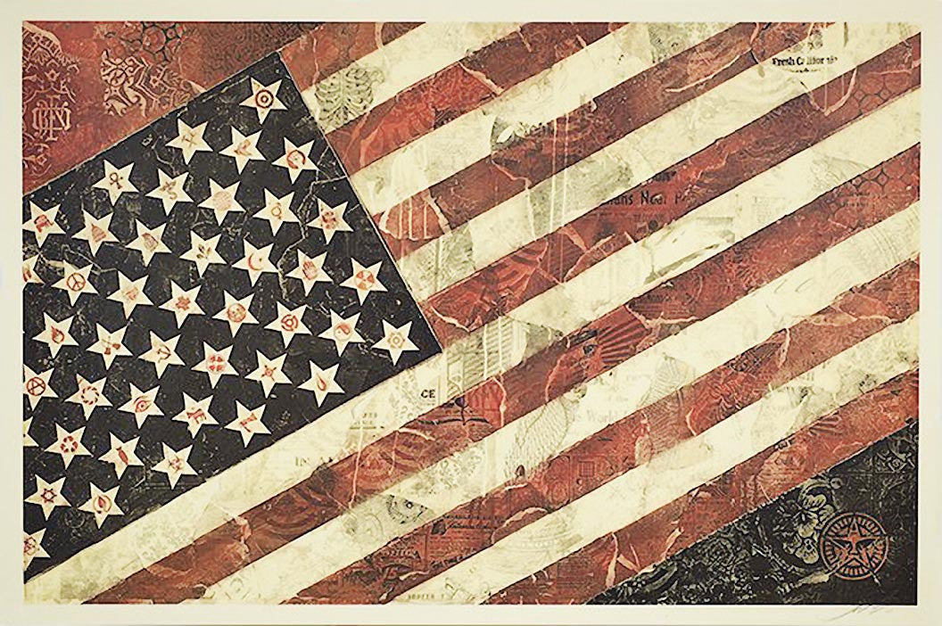 ABOUT EDWARD KURSTAK Fairey (OBEY), Flag1, lithography, signed