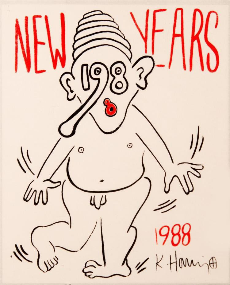 ABOUT EDWARD KURSTAK New Year's Invitation '88 (Nude) by Keith Haring