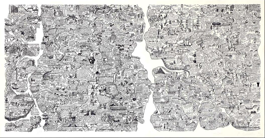 ABOUT EDWARD KURSTAK Sketch for a World map Part 1 by Öyvind Fahlström