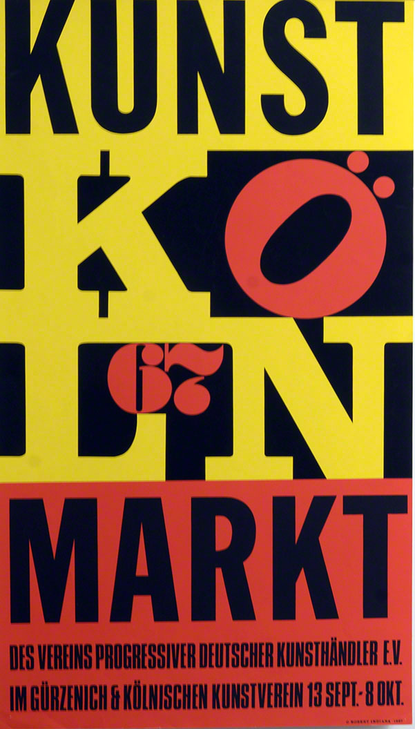 ABOUT EDWARD KURSTAK Kunstmarkt Koeln Poster 1967  by  Robert Indiana