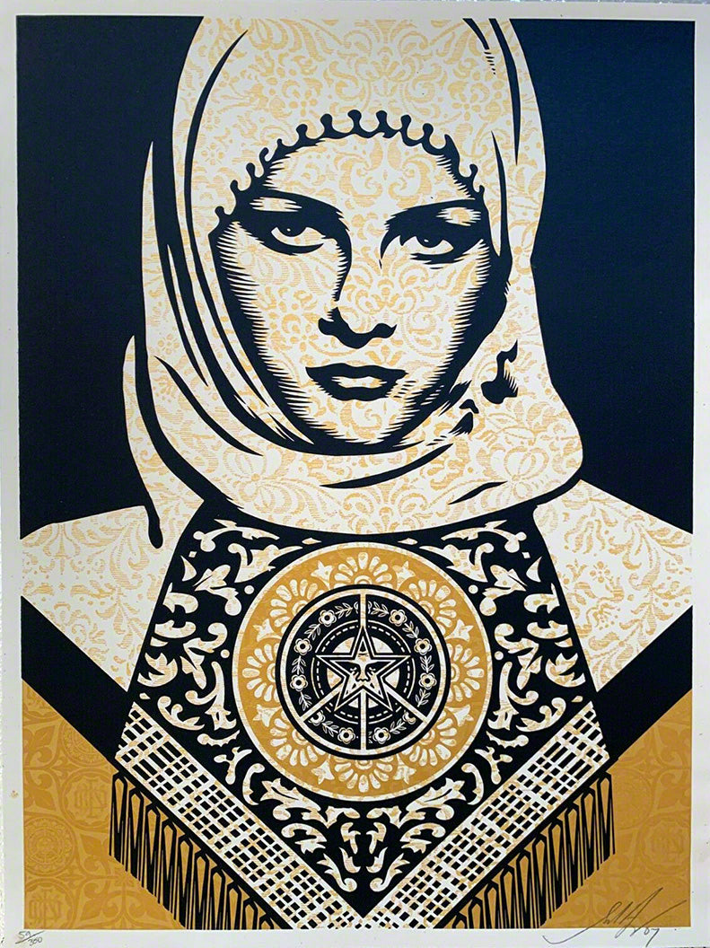 ABOUT EDWARD KURSTAK Arab Woman Gold  by Frank Shepard Fairey (Obey)