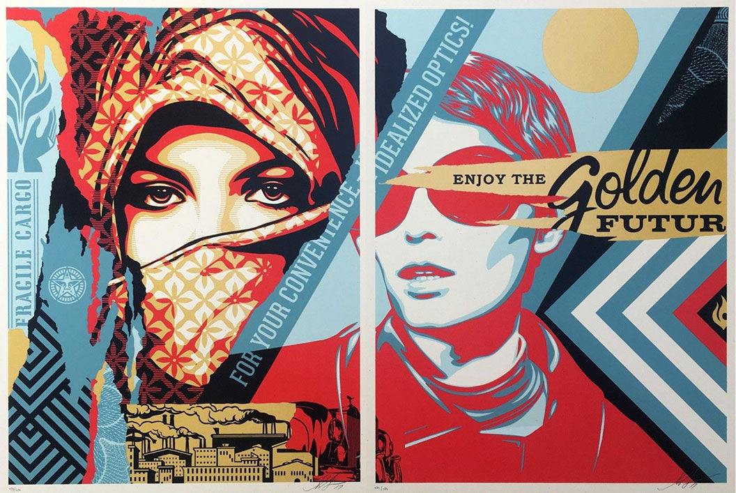 ABOUT EDWARD KURSTAK GOLDEN FUTURE FOR SOME, 2017  by Frank Shepard Fairey (Obey)