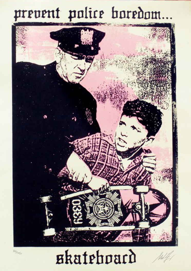 ABOUT EDWARD KURSTAK PREVENT POLICE BOREDOM  by Frank Shepard Fairey (Obey)