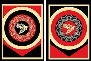ABOUT EDWARD KURSTAK Peace Dove Black and Red  by Frank Shepard Fairey (Obey)