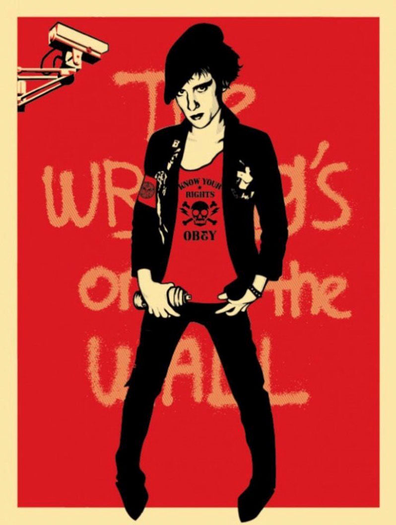 ABOUT EDWARD KURSTAK THE WRITING IS ON THE WALL, red   by Frank Shepard Fairey (Obey)