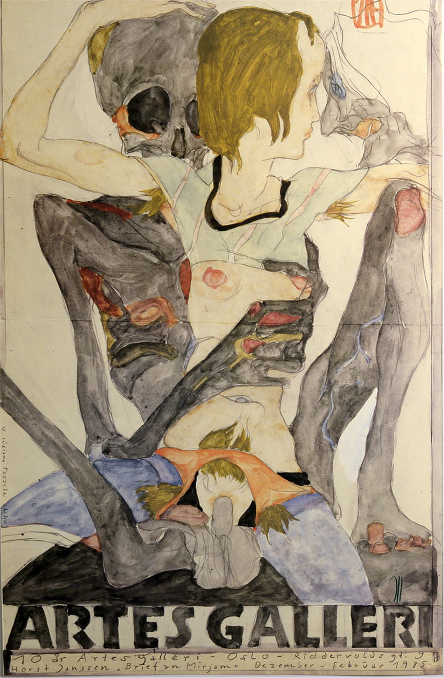 10 Jahre Artes Galleri Tod und Eros Poster  by Horst Janssen
